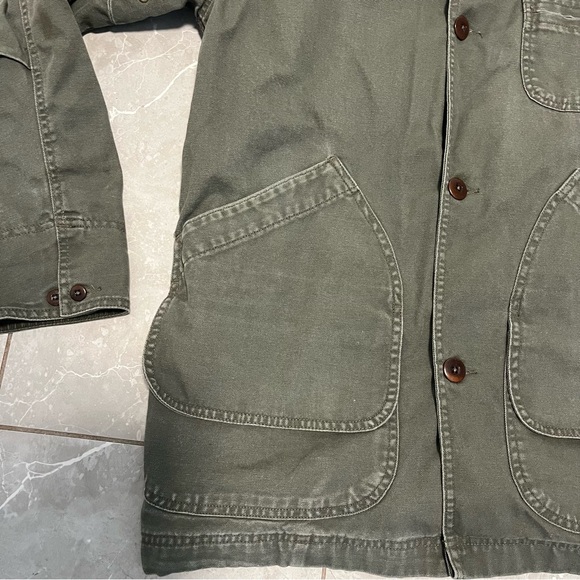 LL Bean Vintage Mens Green Blanket Lined Chore Barn Coat- Medium- Corduroy Trim - Picture 6 of 7